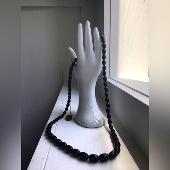 Vintage Coro Black Graduated Bead Necklace With Coro Price Tag - Picture 6 of 7